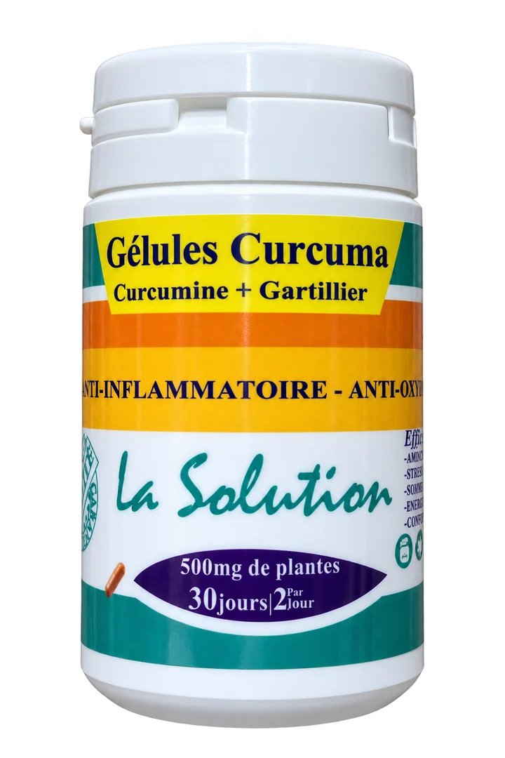 Flacon Gélules Curcuma, détouré à partir de la photographie du produit